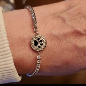 Macy's Silver Plated Cubic Zirconia Paw Slider Clasp  Bracelet
